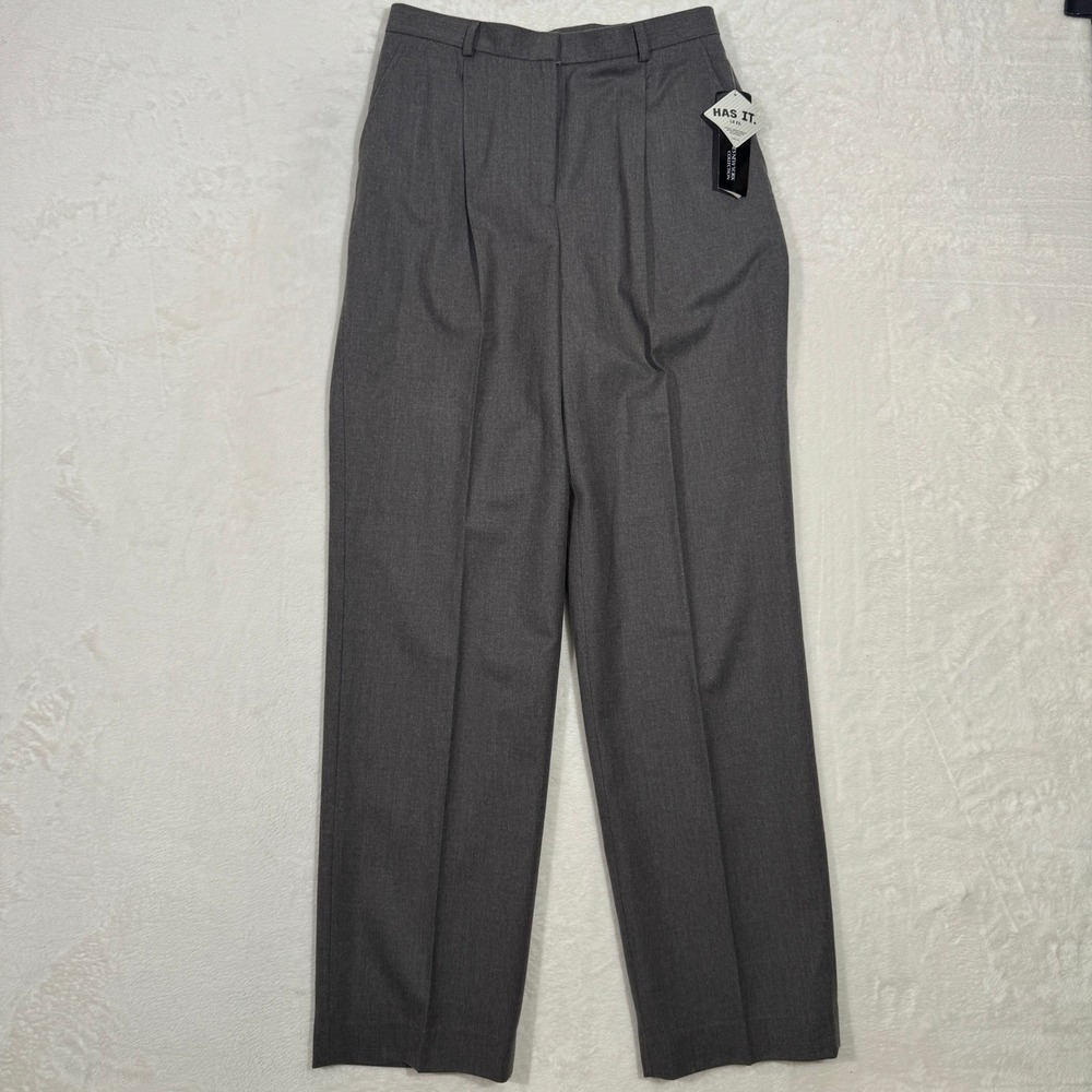 Jones New York Dress Pants Womens 8 Gray Kings Road Pleated Stretch Wool Trouser